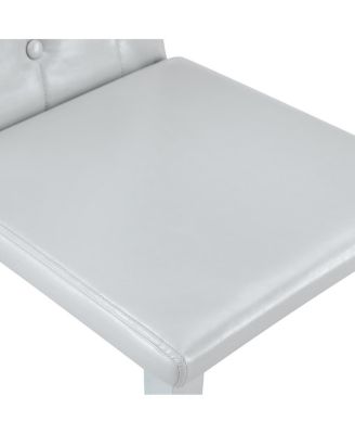 PU Dining Chair with Ergonomic Buckle Backrest and Adjustable Feet