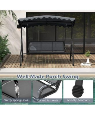 LUCKY ONE 3-Seat Outdoor Porch Canopy Swing with Adjustable Shading