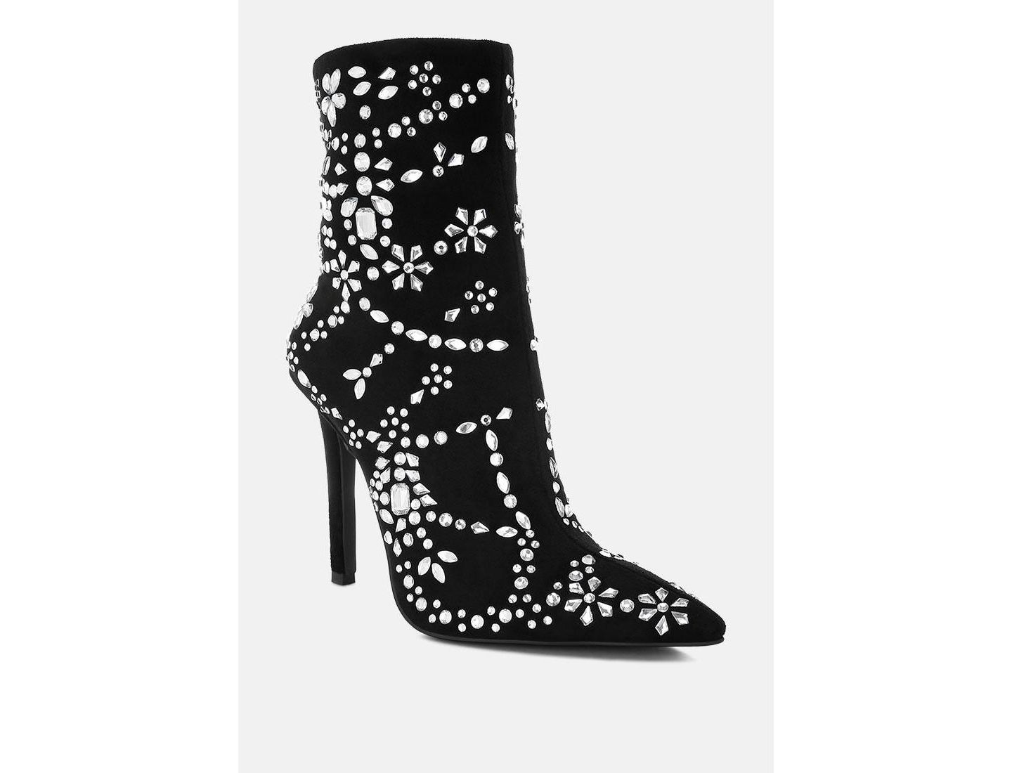 Женские ботинки London Rag Dunari Diamante Embellished Microfiber, цвет: Чёрный — фото 1