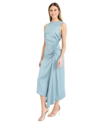 Women's Asymmetrical Jewel Neck Midi Dress