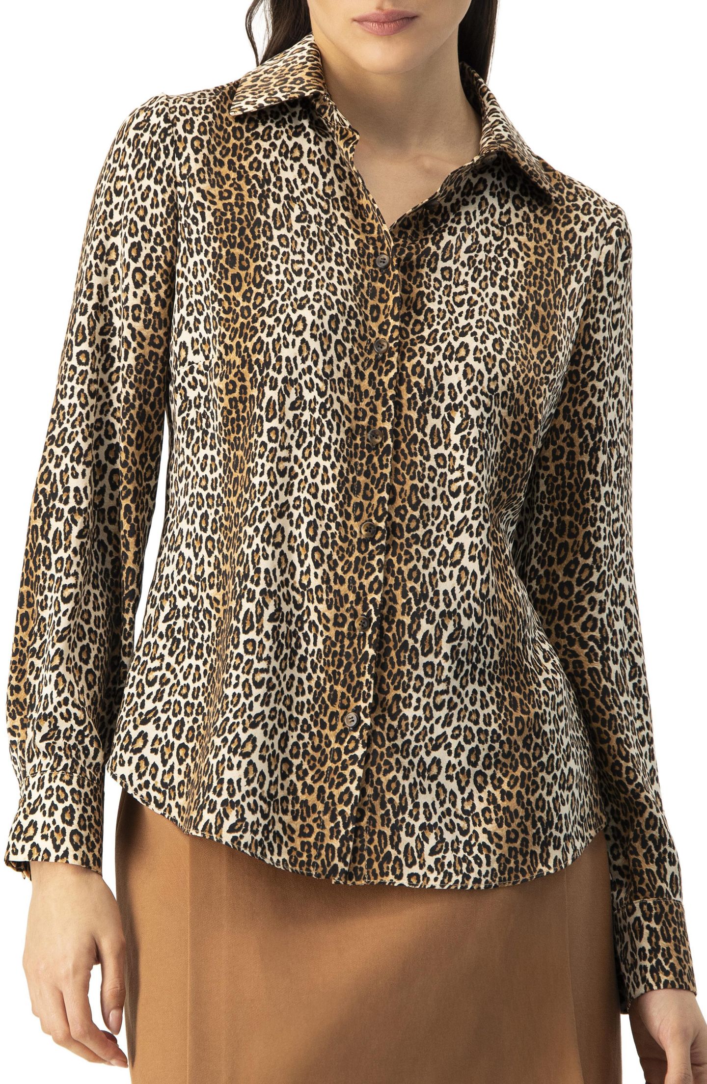 Женская рубашка Ivonne Animal Print Satin, цвет: Коричневый — фото 1