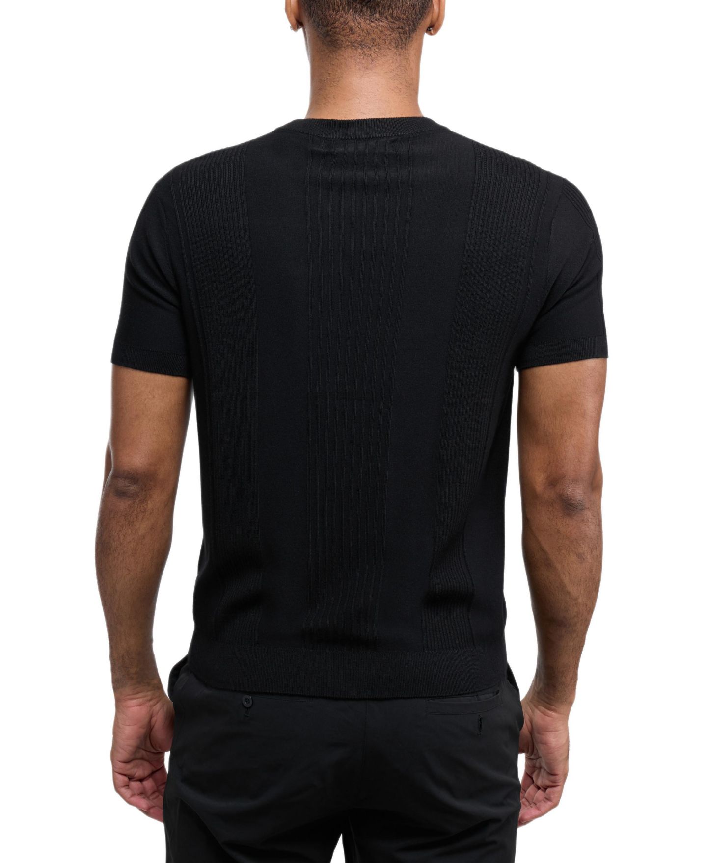 Мужской свитер XRAY X RAY Crew Rib Neck Raised Stripe, цвет: Чёрный — фото 2