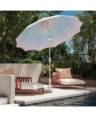 9 ft. Metal Outdoor Pagoda Market Patio Umbrella with Lights