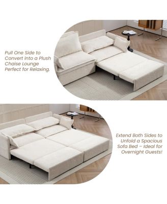 3-in-1 Corduroy Sofa Bed with Storage & Charging