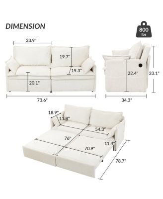3-in-1 Corduroy Sofa Bed with Storage & Charging