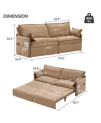 Streamdale  Furniture Versatile 3-in-1 Chenille Sleeper Sofa with Storage & Charging
