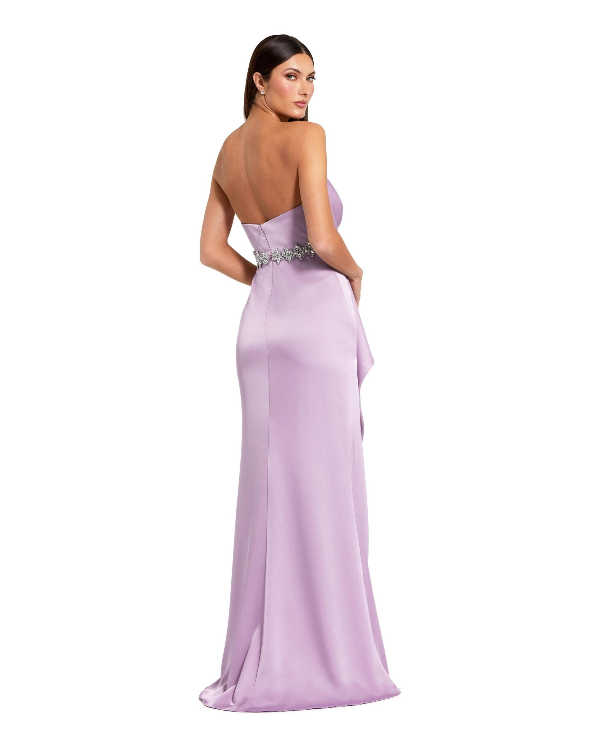 Mac Duggal Women's Strapless Satin Gown With Embellished Belt Detail