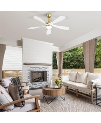 52-inch Modern Gold 5-Blade Ceiling Fan with LED Light and Remote Control