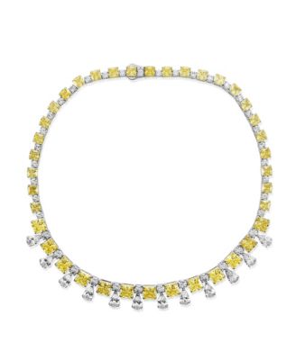 Gala Collection   Firework Cushion and Pear Cut Cubic Zirconia Tennis Necklace