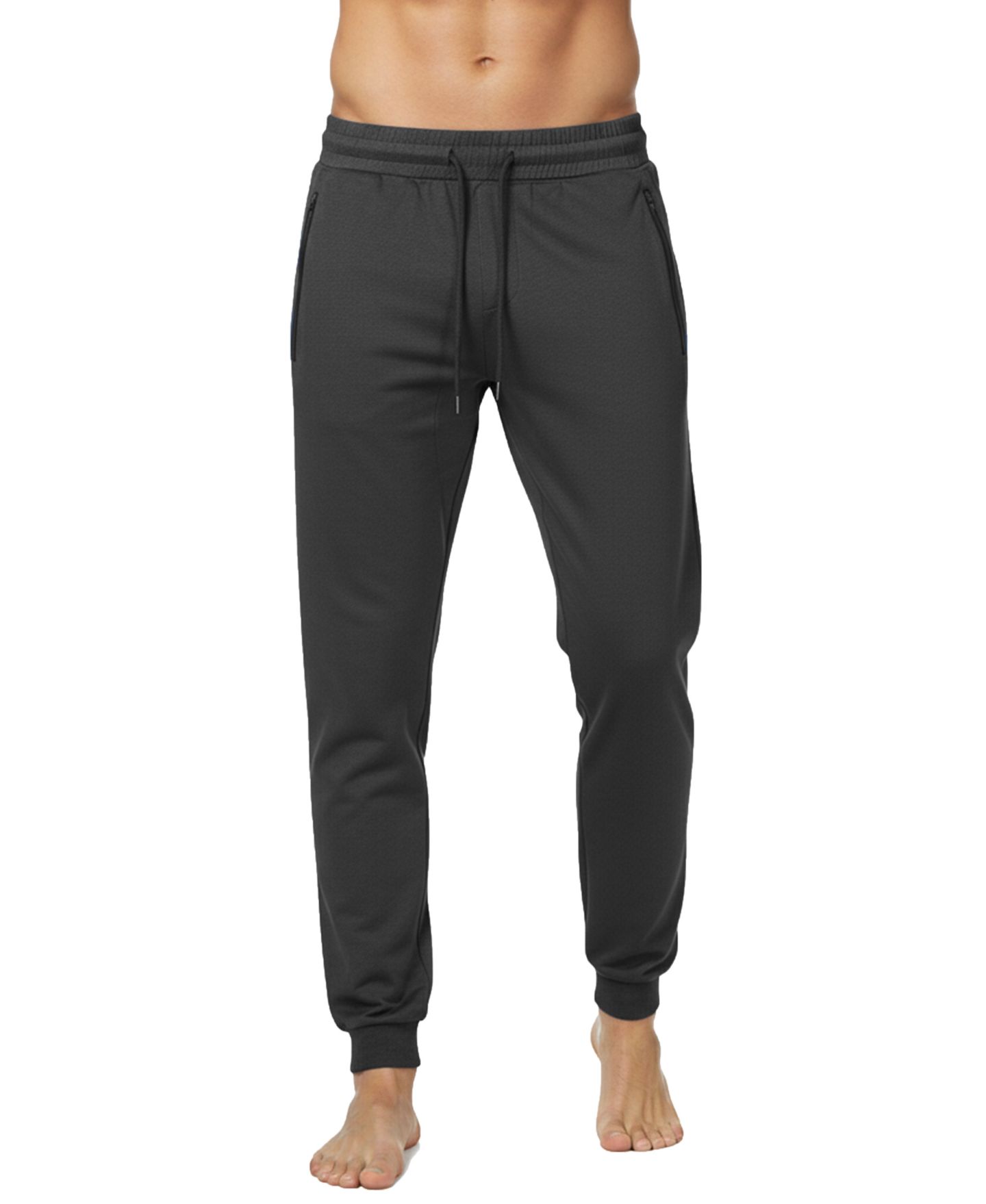 Мужские брюки Blu Rock Slim-Fit Tech Joggers Zipper Pockets Sweatpants, цвет: Чёрный — фото 1