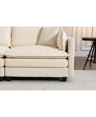 Modern 78.74" Sectional Sofa with Waist Pillows and Chaise Lounge