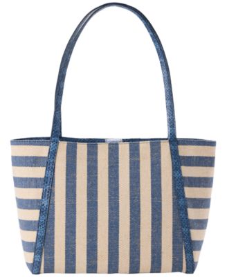 Mona Large Striped Canvas Tote Bag