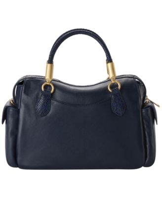 Micaela Rolled Handles Medium Leather Satchel Bag