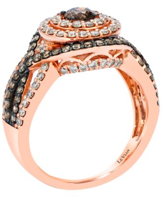 Chocolate Diamond (0.81 ct. t.w.) & Nude Diamond (0.83 ct. t.w.) Ring in 14k Strawberry Gold