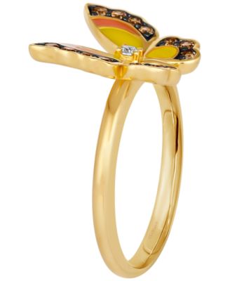 Enamel Chocolate Diamond (0.23 ct. t.w.) & Nude Diamond (0.02 ct. t.w.) Ring in 14k Honey Gold