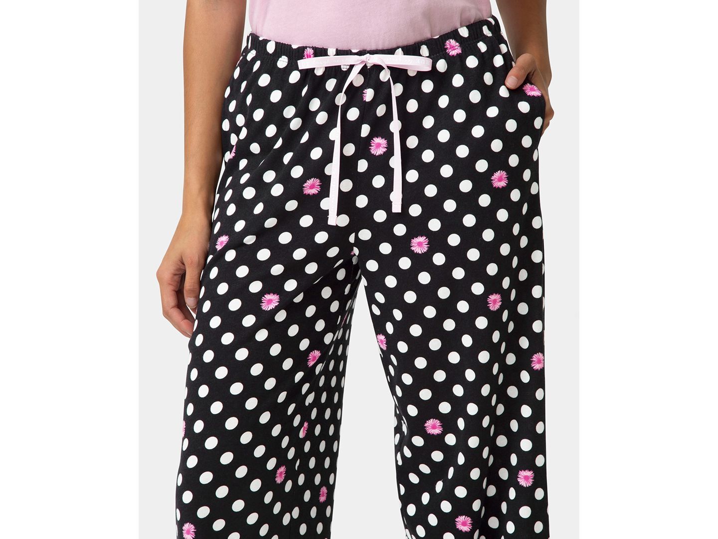 Женские брюки Hue Cotton Printed Mid-Rise, цвет: Чёрный — фото 4