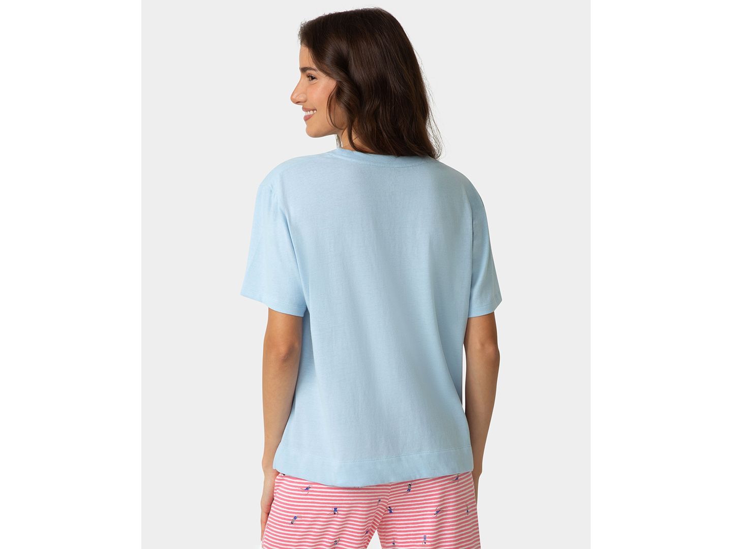 Женская футболка Hue Cotton Short-Sleeve Boxy Sleep T-Shirt, цвет: Синий морозный — фото 5