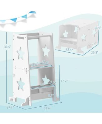 Kids Kitchen Helper Stool with Convertible Table and Chair for Ages Three to Six