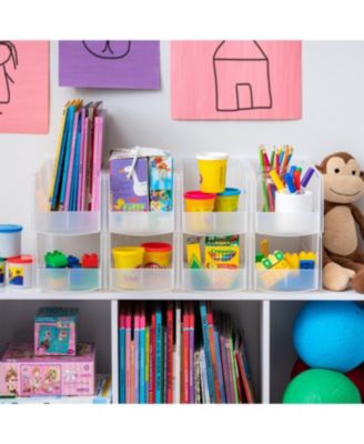 USA 8 Pack Large Storage Basket, Stackable Open Front Organizer Bin for Pantry, Clear