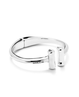 Rigid Bracelet of Metal Alloy Plated in Sterling Silver with Two Tubes at the Ends