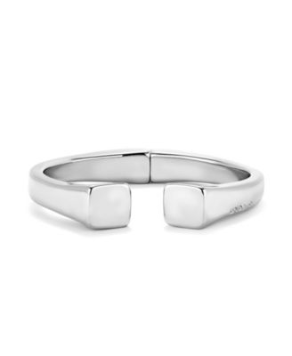 Metal Alloy Bracelet Plated in Sterling Silver with Smooth Square Ends