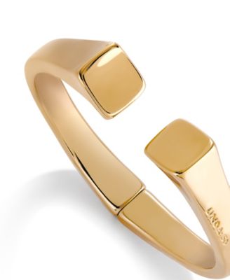 Metal Alloy Bracelet Plated in 18K Gold with Smooth Finish and Square Ends