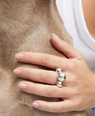 Silver-Plated Ring with Three Central Balls