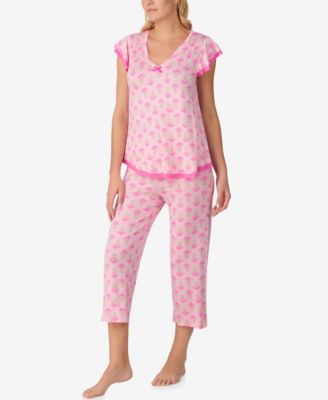 Women's Short-Sleeve Jersey Top & Cropped Pants, 2-Piece