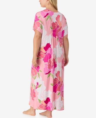 Plus Size Printed Short-Sleeve Long Tunic Dress