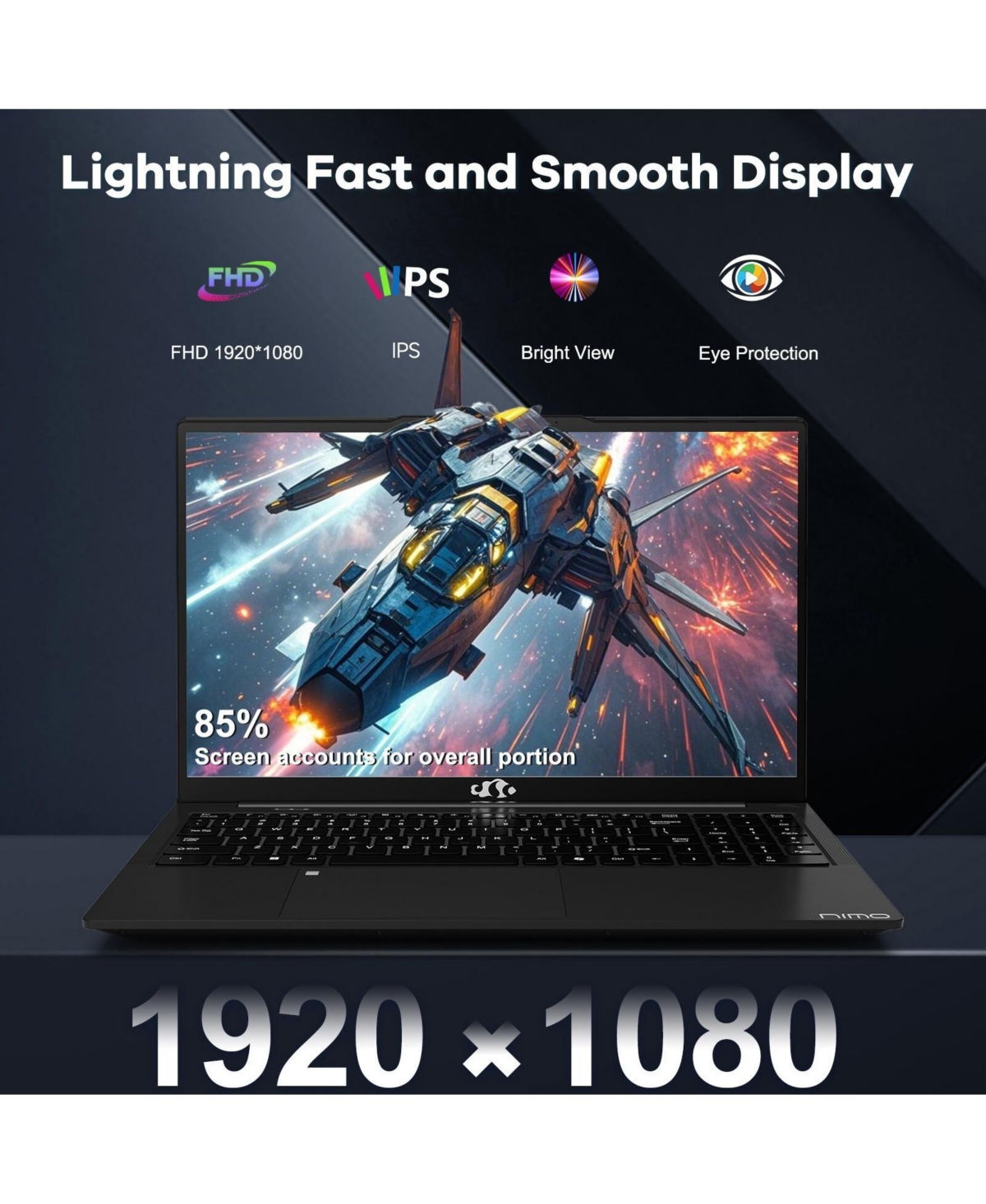 Nimo 15.6" Fhd Ips Laptop, 8 Cores Intel i5-12450H 16GB Ram 1TB Ssd WiFi 6