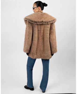 Women's Shawl Collar Faux Fur Coat
