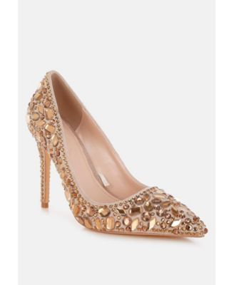 Women's Iceout Diamante and Rhinestone Embellishments Pumps