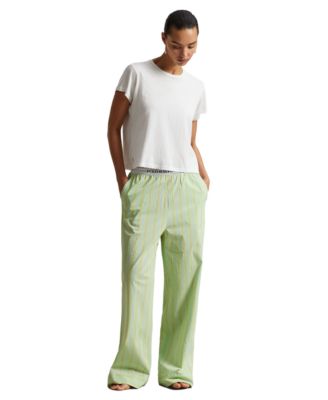 Women's Logo Elastic Mid Rise Striped Sleep Pants