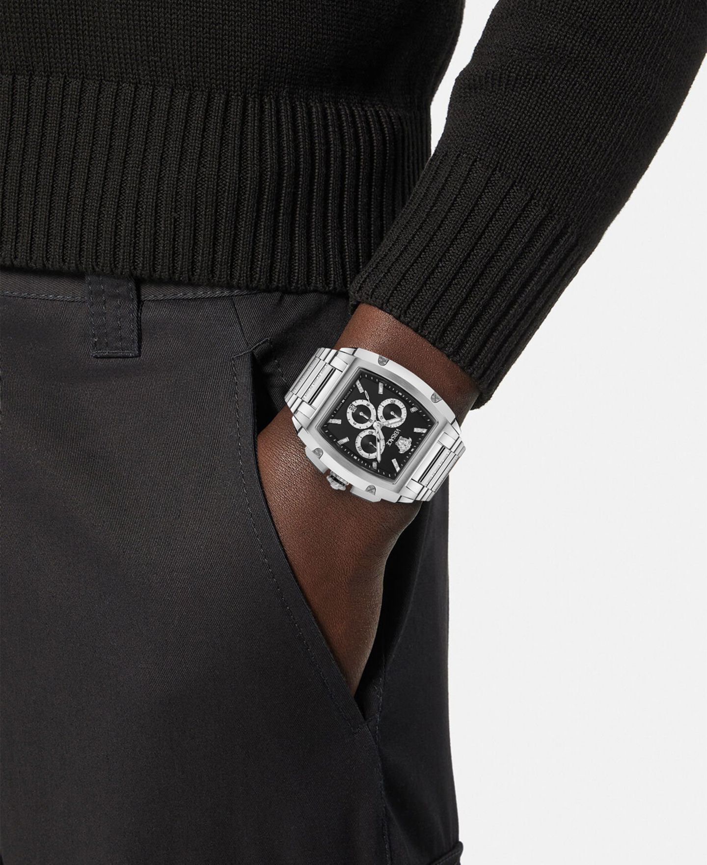 Мужские часы Versace Dominus Silver Stainless Steel Bracelet Watch, 42X50mm — фото 5