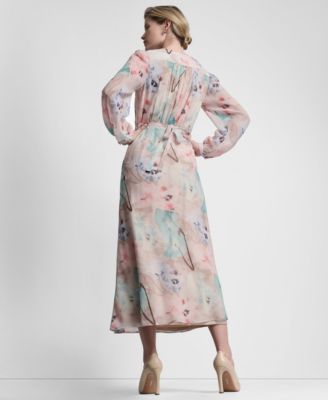 Women's V-Neck Fit and Flare Long Dress