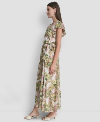 Women's V-Neck Tiered Long Dress