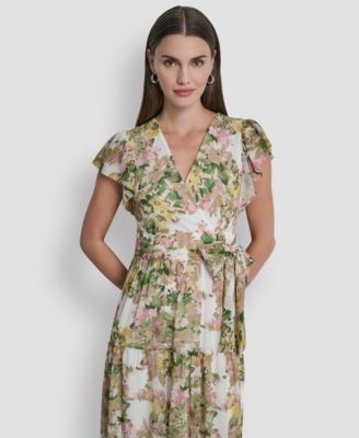 Women's V-Neck Tiered Long Dress