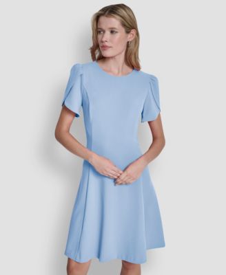 Women's Tulip Sleeve Fit and Flare Dress