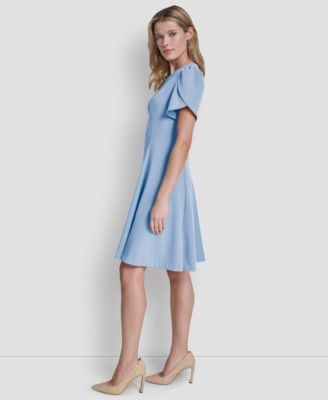 Women's Tulip Sleeve Fit and Flare Dress