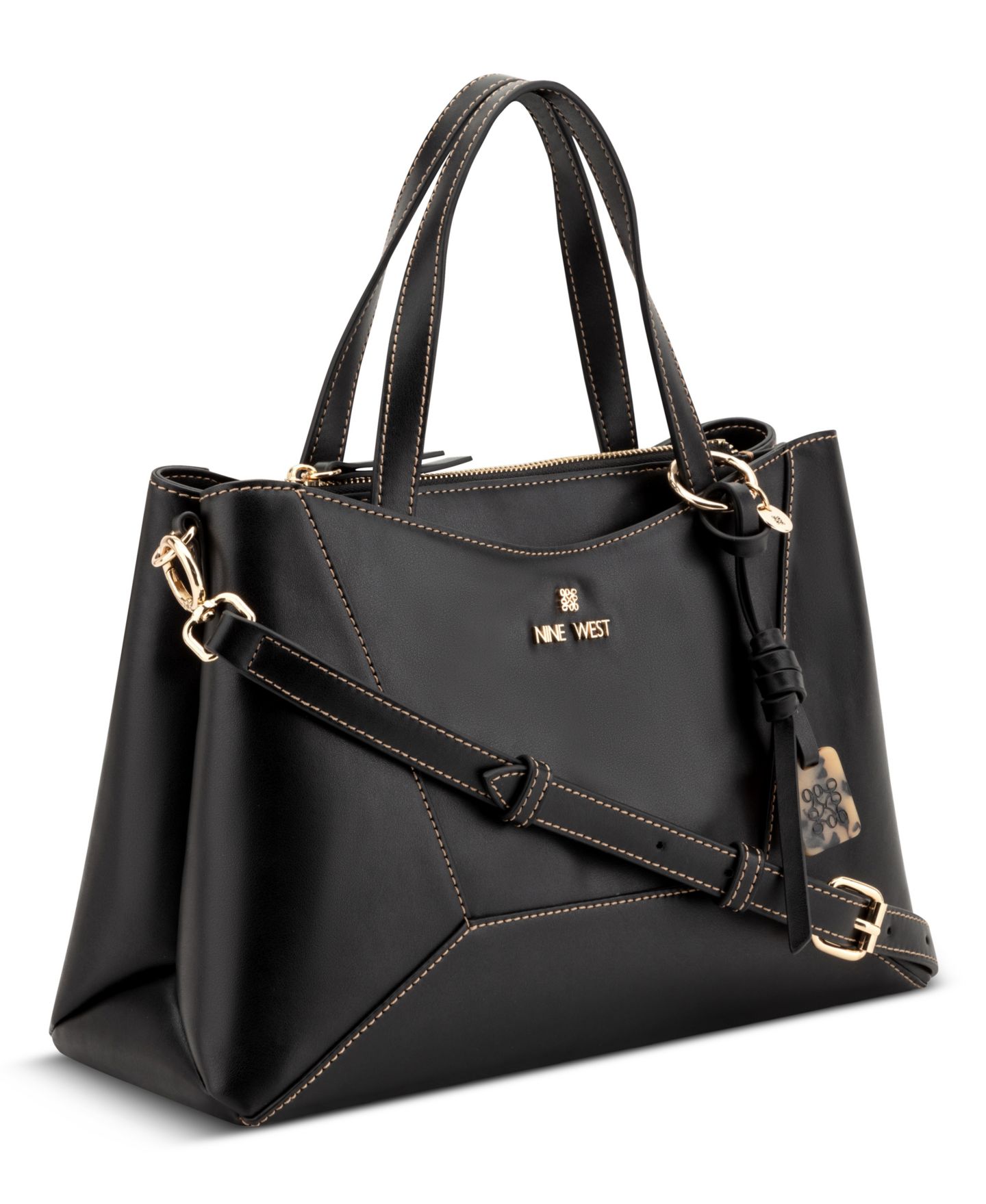 Женская сумка Nine West Zoey Medium Satchel, цвет: Чёрный — фото 4
