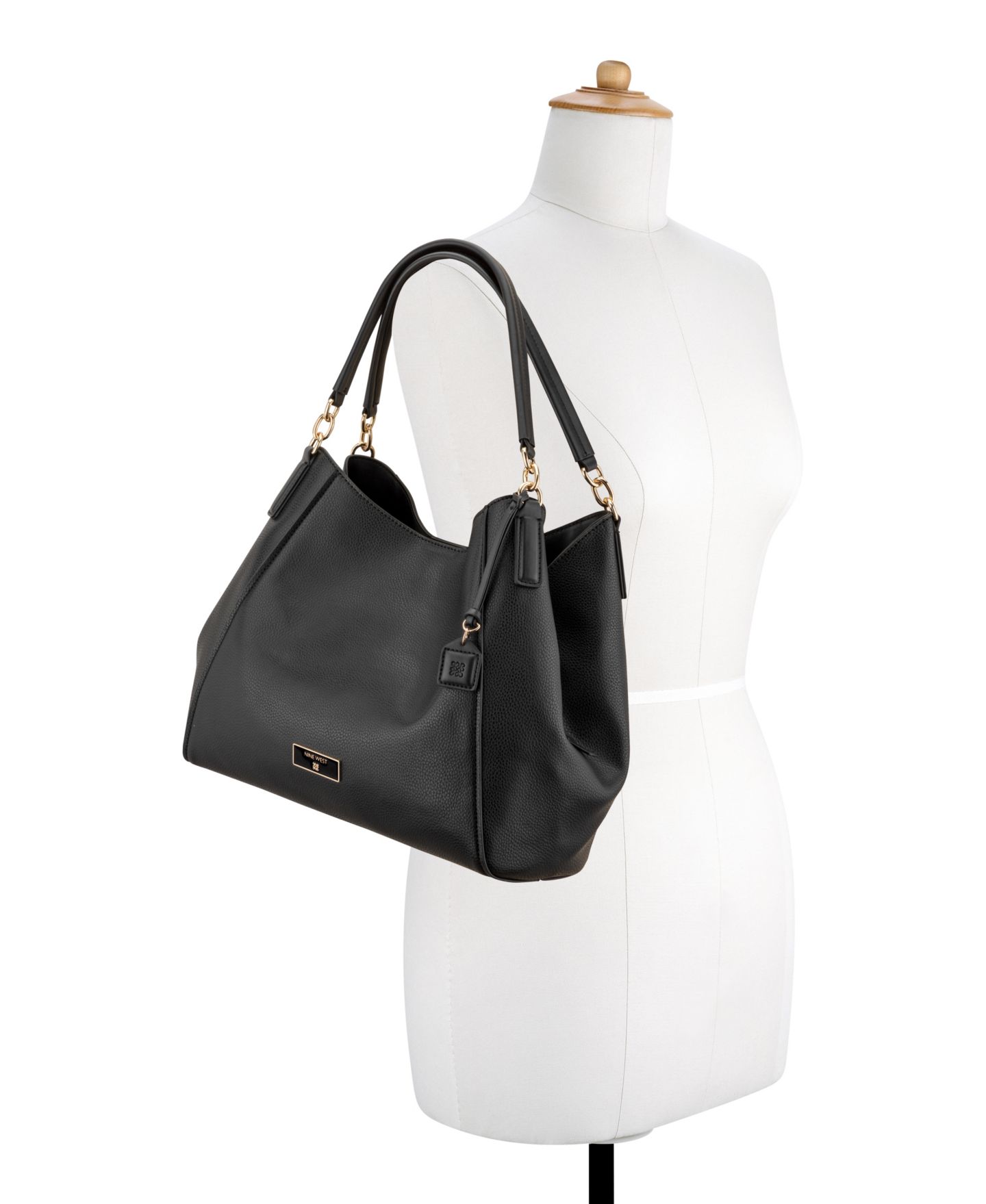 Женская сумка Nine West Deacon Triple Compartment Large Shoulder, цвет: Чёрный — фото 6