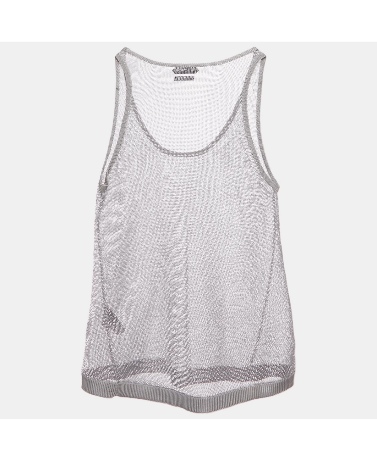 Pre-Owned Tom Ford Women's Silver Metallic Knit Sheer Tank Top