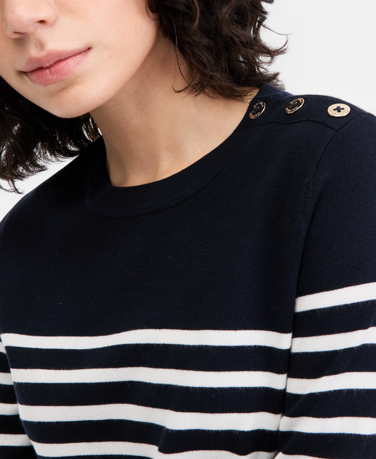 Nautica Jeans Women's Elbow-Sleeve Button-Trim Sweater