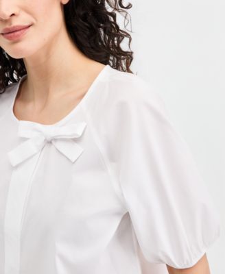 Jeans Women's Cotton Bow-Trim Top