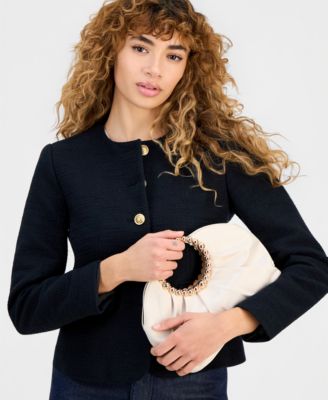 Ring Handle Satin Clutch