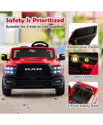 Two Seater Ride On Truck for Kids with Remote Control Storage Bed and Safety Belts