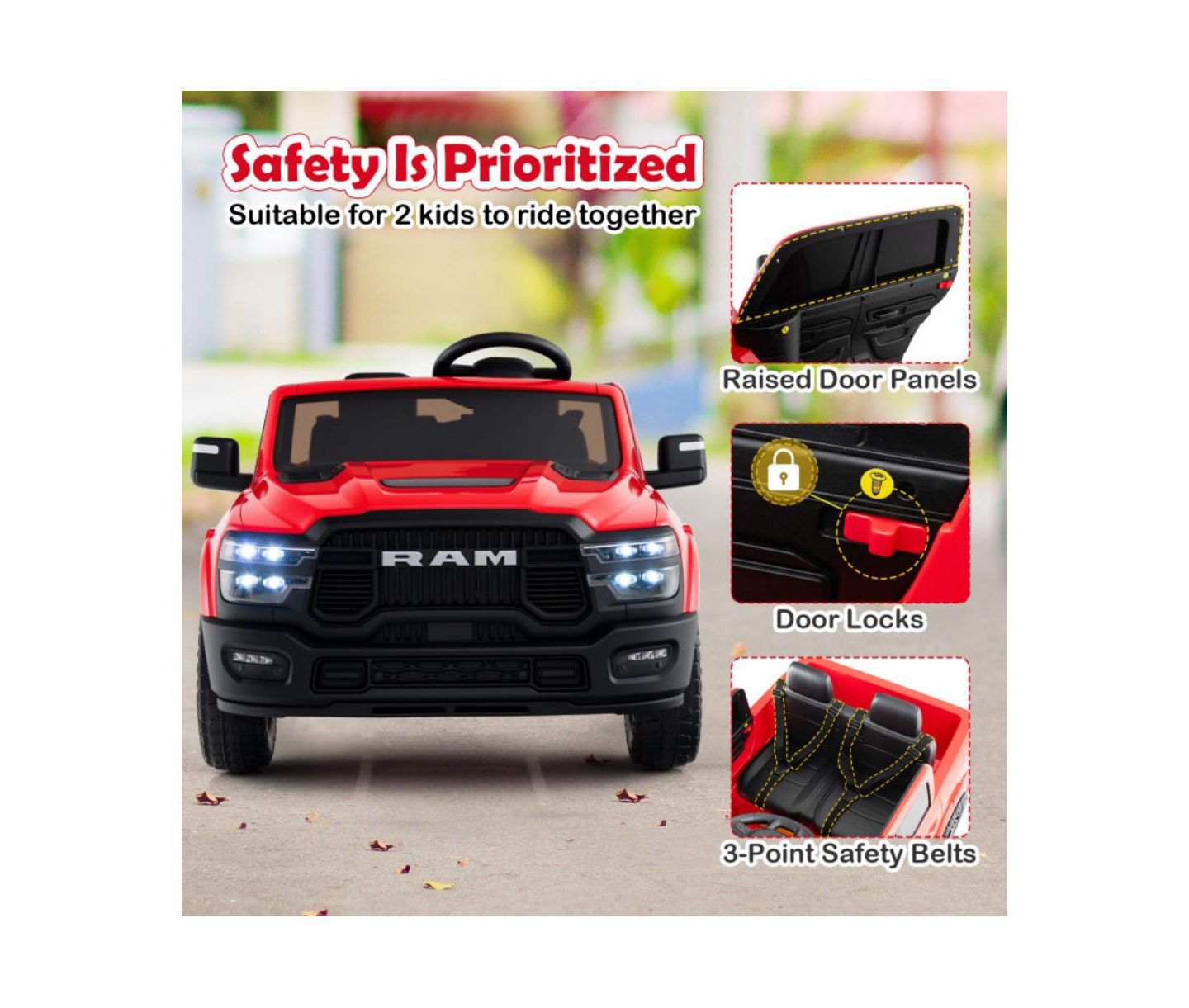 Детская игрушка HONGGE Two-Seater Ride-On Truck with Remote Control & Dual Motors, 2-Seater, Ages 3+, цвет: Красный — фото 11