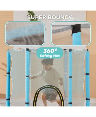 Kids Indoor Trampoline 55 Inch with Enclosure Springless Elastic Design for Ages Three to Six
