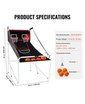 Foldable Basketball Arcade Game 2-Player Indoor Dual Shot with Scoreboard 4 Balls