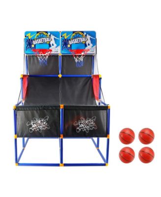 Double Hoop Basketball Arcade Game for Kids, Indoor/Outdoor Sports Toy with 4 Balls & Pump